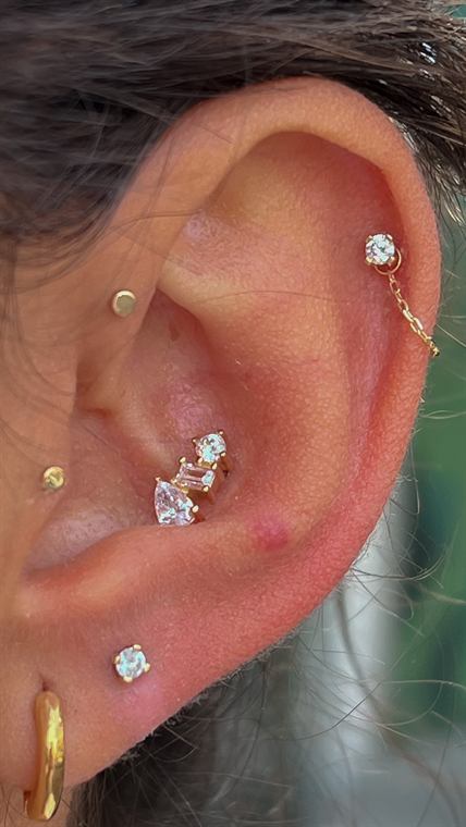 Helix e conch com cluster de cristais